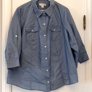 CJ Banks polka dot button up collared shirt - 3x